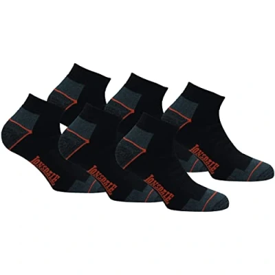 Imagen de Lonsdale 6 Pares Calcetines Sneaker de Trabajo Altura Tobillo Punta Talón Reforzados Esponja Algodón (Negro, 43 46)