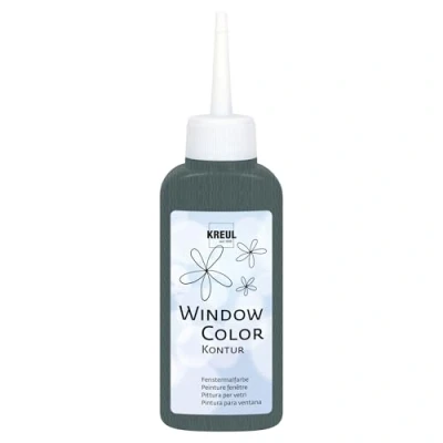 Imagen de KREUL 42771 Pintura para contornos Window Color, gris 80 ml, delinear mejor los motivos, superficies lisas como cristal, espejos y azulejos