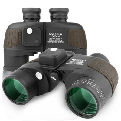 Imagen de 10X50 Prismáticos Marinos para Adultos Impermeable con Brújula BAK4 a Prueba de Niebla Prism Lens Binoculares Militar Navegación Observación Aves y Caza (Y)