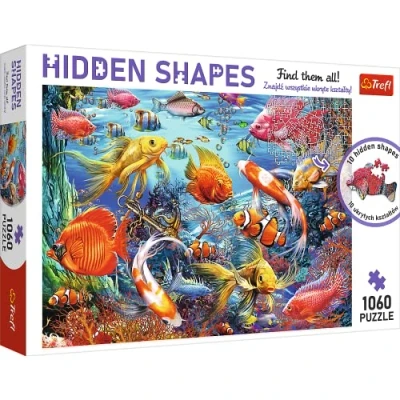Imagen de Trefl Puzzle Hidden Shapes, Vida Submarina 1000 + 60 Piezas, Encuentra Rompecabezas, Formas Ocultas, Rompecabezas Inusual, Agua, Peces, Animales, Pasatiempo Creativo