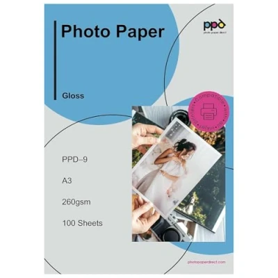 Imagen de PPD Inkjet A3 x 100 Hojas de Papel Fotográfico Brillante 260 g/m² Calidad Profesional Secado Instantáneo Para Impresión Inyección Tinta 9