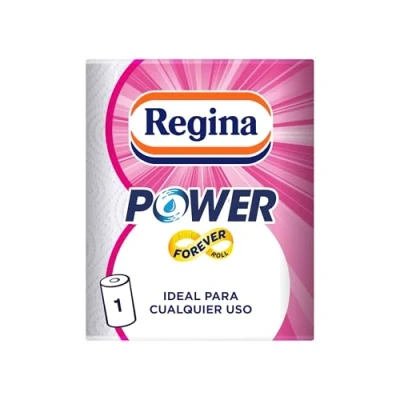Imagen de Regina Power Papel Multiusos 1 Rollo Aún Más Largo 340 Hojas de 2 Capas Ideal para Limpiar Superficies Domésticas Embalaje Reciclable 100% Certificado FSC