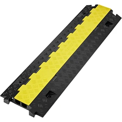 Imagen de VEVOR Rampa de Protección Cable 1 Pieza 2 Vías Canaleta Pasacables Suelo 3,05 x 2,79 cm Protector Cables TPU y TPR Carga 10,000 kg/eje Cubiertas para Negro Amarillo