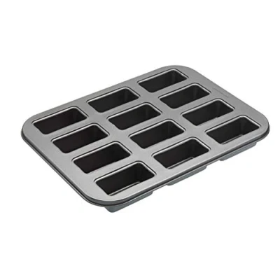 Imagen de MasterClass Mini Molde para Pan con Bases Sueltas y PFOA Antiadherente en Caja de Regalo, 12 Orificios Robusto Acero al Carbono 1 mm, 27 x 35,5cm (10,5 14&#039;&#039;), Gris