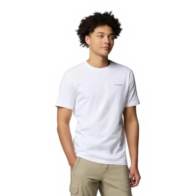 Imagen de Columbia Men&#039;s North Cascades Short Sleeve tee, T Shirt, White/Pasteled Framed, XS