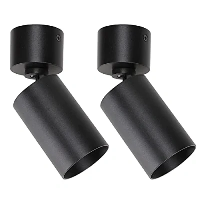 Imagen de Klighten 2 Pcs Foco de Techo Orientable GU10, Focos Superficie Ajustables, Redondo Lampara Aluminio, para Cocina Salón, 55 x 140 mm, Bombilla no Incluida