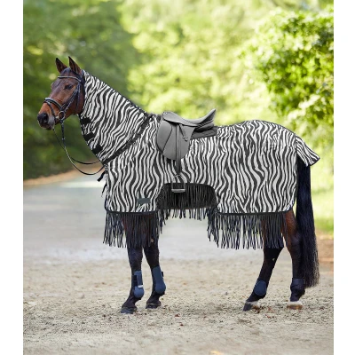 Imagen de Waldhausen Manta para montar mosca cebra con flecos Zebra Largo de la espalda: 125 cm &amp; del fondo: 175