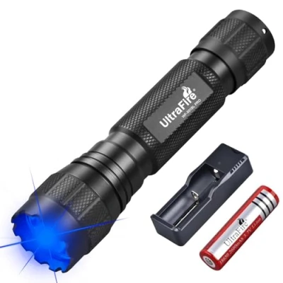 Imagen de UltraFire WF 501BL PRO linterna LED azul (450 460 nm, 10 W, luz azul, 200 metros, pequeña para pesca nocturna y caza nocturna)