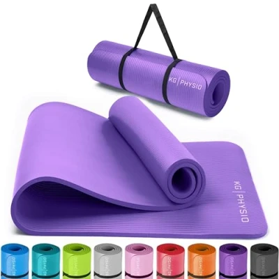Imagen de KG Physio Yoga Mat Esterilla Antideslizante Extra Gruesa 183 cm x 60 8 mm con Correa de Hombro Fabricada NBR para garantizar que sea Antideslizante.