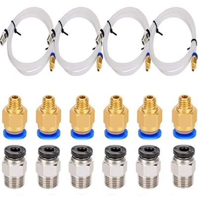 Imagen de RUNCCI YUN 4 piezas (4 metros) PTFE Tubo Teflón y PC4 M6 Fittings con M10 para impresora 3D Filamento 1.75mm