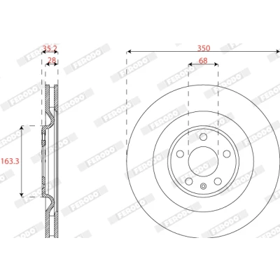 Imagen de FERODO Disco de freno AUDI: Q7, Q8, VOLKSWAGEN: Touareg III 28mm 5 ventilado revestido DDF2661C 4M0615601J,4M0615601P Discos freno,