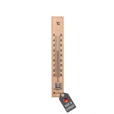Imagen de Lantelme Termómetro analógico Fabricado en Alemania interior exterior de 17 cm Indicador temperatura preciso Blanco Azul Negro Beige o Madera Resistente a la intemperie para