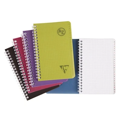 Imagen de Clairefontaine 329235C Collection Linicolor Intensive Un répertoire à Spirale 11x17 cm 100 Pages Petits Carreaux Papier Blanc 90 g Couverture Polypro Transparent Couleur Aléatoire