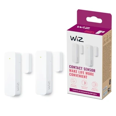 Imagen de Sensor de Contacto WiZ Vigilancia del hogar, alertas en Tiempo Real, alarmas Luminosas, fácil instalación, Control Aplicaciones, conexión con cámaras y Luces WiZ, Paquete Doble