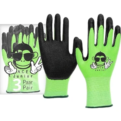 Imagen de ACE Guantes de jardinería Junior para jardineros pequeños, 9 10 años, color verde