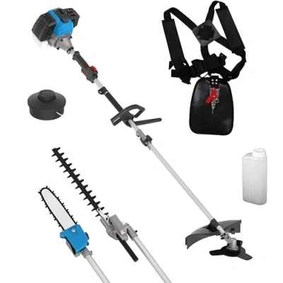 Imagen de Güde Kit de Cuidado jardín GPS 1001 4 en 1 (Motor 2 Tiempos 1,2/1,6 kW/PS), Sierra Cadena con Espada y Oregon, desbrozadora, Recortadora, Cortasetos uno, Incluye extensión,
