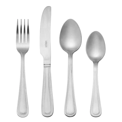 Imagen de Mikasa Portobello juego de cubiertos acero inoxidable 16 piezas, plateados para 4, incluye 4 cuchillos, tenedores, cucharas postre y cucharaditas, apto