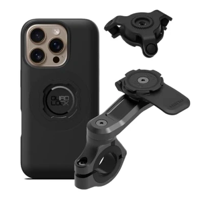 Imagen de Quad Lock Soporte de Teléfono para Manillar Moto Pro con Amortiguador Vibraciones y Funda MAG iPhone 16