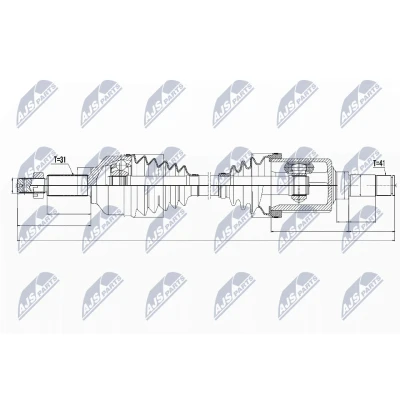 Imagen de NTY NPW FR 073 Árbol de transmisión Eje delantero, izquierda, delantero 752 FORD: Tourneo Custom V362 Bus, Transit Furgón norauto,