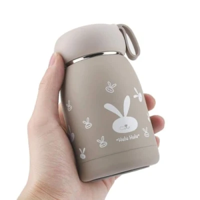 Imagen de Taza de vacío, 320ml Mini aislado Botella café portátil acero inoxidable lindo conejo Patrón vacío agua para el hogar viaje