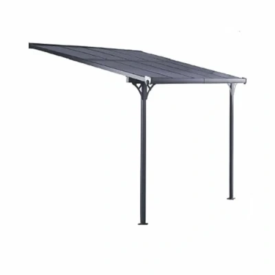 Imagen de Gardiun Pérgola de Pared Elliot 9,5 m² 314x300x225/270 cm en Aluminio y Paneles Policarbonato Anti UV Pórticos Ajustables
