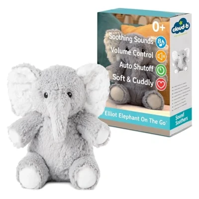 Imagen de Cloud b Máquina de sonido con sonidos blancos relajantes Animales peluche abrazos Ajustes ajustables y apagado automático Ideal para viajes Elliot Elephant sobre la marcha
