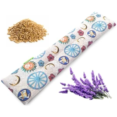 Imagen de Saco semillas microondas grande (49x12cm). Aroma Lavanda. Saquito termico bolsa cojin frio calor para dolor cervical lumbar cuello espalda menstrual colicos (Estampado)