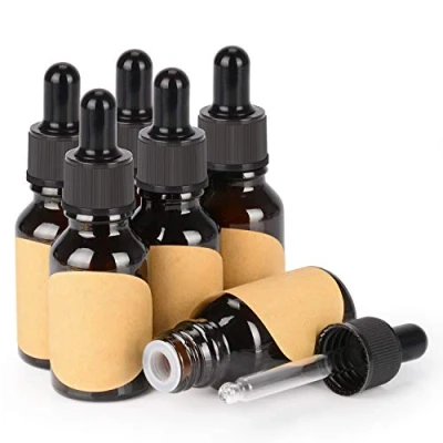 Imagen de stonylab 15ml (0.5 oz) 6 Pack Frasco Gotero de Vidrio, Botella Cuentagotas Vidrio Vacío Marrón con Cónico, Tapón Interno y Etiqueta, para Fragancias Aromaterapia Aceites Esenciales