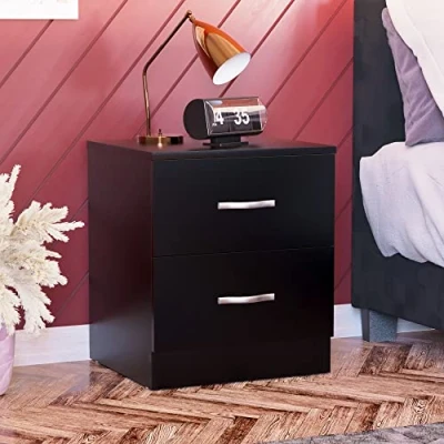 Imagen de Vida Designs Riano Gabinete, Madera, Negro, 2 Drawer, Black