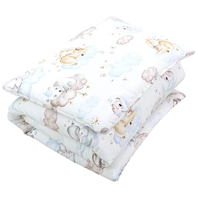 Imagen de TupTam Juego de Edredón Infantil con Dibujos para Toda la Temporada Nórdica Almohada Plana 2pcs., Estrellas Gris/Blanco, 135x100 cm