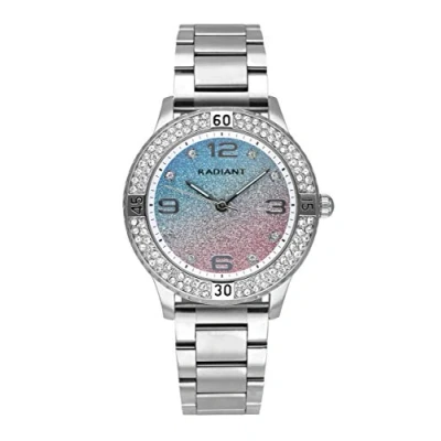 Imagen de Radiant Reloj analógico para Mujer Colección Frozen. Plateado con Brazalete y Esfera degradada de Rosa a Azul Glitter. Bisel pedrería. 3ATM. 38mm.
