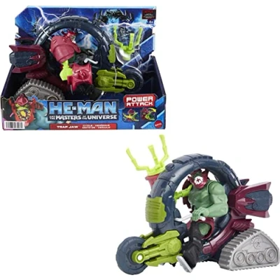 Imagen de Mattel Figura Trap Jaw + Moto Masters of The Universe 14cm Muñecos acción, Multicolor (135839)