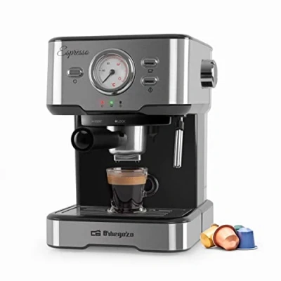 Imagen de Orbegozo EX 5500 Cafetera espresso y cappuccino, 20 bar de presión, Termómetro, depósito extraíble 1,5 L, vaporizador, 1100 W, Multicolor