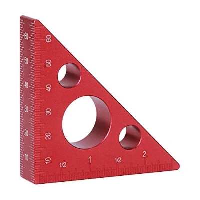 Imagen de regla cuadrada de aleación aluminio 2 pulgadas/6 cm, altura triangular en ángulo recto, herramienta medición carpintería