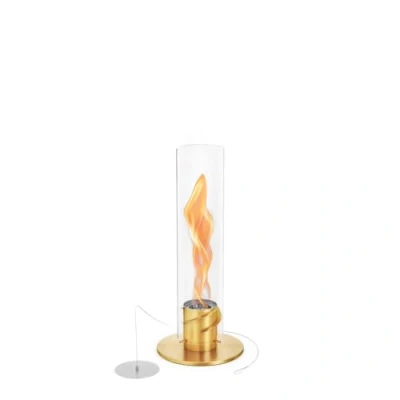 Imagen de höfats Spin 1200 Gold NUEVO modelo con larga duración de combustión gracias a la innovadora tecnología combustión: chimenea bioetanol líquida, fuego mesa acero inoxidable, cálida