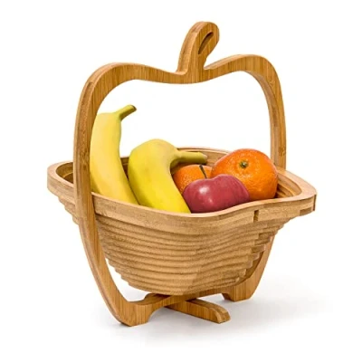 Imagen de Relaxdays Frutero desplegable en Forma de Manzana, Bambú, 27 x 29.5 22.5 cm, 0.6 KG