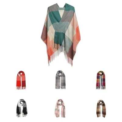 Imagen de Good Nite Bufanda Pañuelo Cuello Mujer Invierno Otoño Fular Hombre Cuadros Elegante Chal Pasminas Moda Suave Cálido (Verde,200x60cm)