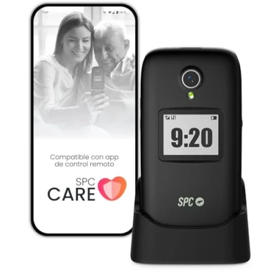 Imagen de SPC Polaris Teléfono 4G para Mayores con Teclas Grandes y botón SOS Compatible App gestión remota Care (iOS &amp; Android), localización GPS alertas de Seguridad Negro