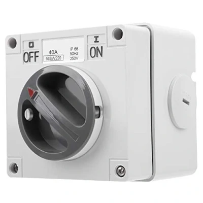 Imagen de Interruptor a Prueba de Agua IP66 250V 2 Posiciones Selector Giratorio Enchufe Encendido y Apagado Polvo para Uso en Exteriores(2P40A)