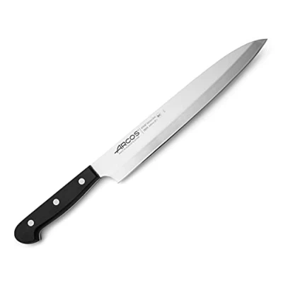 Imagen de Arcos Cuchillo Chef 9.s Acero Inoxidable. Yanagiba asiático. Mango ergonómico polioximetileno y Hoja 240 mm. Serie Universal. Color negro.