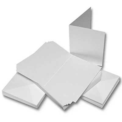 Imagen de Craft UK 2381 Tarjeta de lino y sobres (50 unidades, 5 x pulgadas), color blanco
