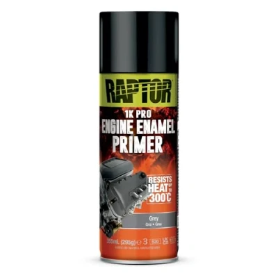 Imagen de U POL RAPTOR Engine Enamel Pintura para motor 1K Spray Resistente al calor hasta 300 C Bloques de y compartimento del Protección contra el calor, aceite líquidos vehículos