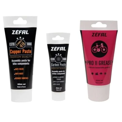 Imagen de ZEFAL Pack Maintenance Pro II Grease, Carbon Paste y Copper Grasa Bicicleta Pasta de Carbono Cobre Montaje Fabricada en Francia