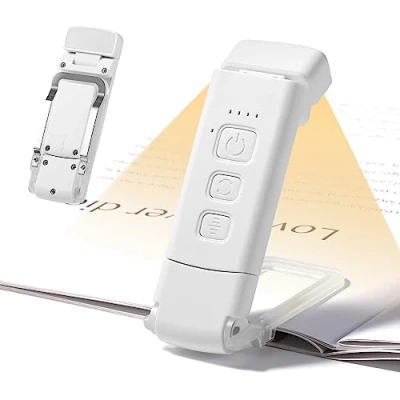 Imagen de Diboniur Lampara de Lectura con Pinzas, LED Luz USB Recargable, 3 modos, 5 brillos ajustables, lámpara recargable por para leer libros en la cama, Regalo los Amantes del Libro