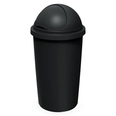 Imagen de Spetebo Cubo de basura XXL con tapa cúpula, 50 L, redondo, deslizante, grande, reciclable, Contenedor Basura, Papelera