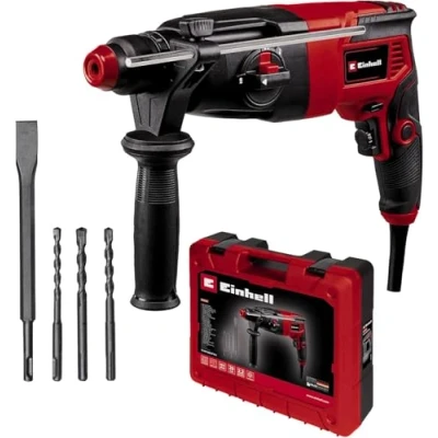 Imagen de Einhell Kit de taladro percutor TC RH 620 4F (620 W, impacto neumático, resistencia al 2,2 J, taladrado con percusión, cincelado y sin fijación, SDS Plus, bloqueo resistencia)