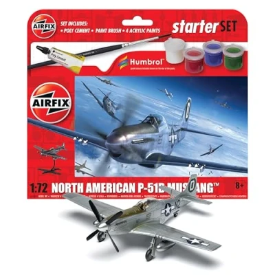 Imagen de Airfix juego de iniciación A55013 North American P 51D Mustang Model Building Kit modelo avión plástico para adultos y niños 8 años en adelante, el incluye Sprues,