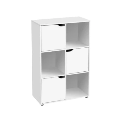 Imagen de LOLAhome Estantería diseño Cubo con 3 Puertas de MDF Blanca 60x29x90 cm