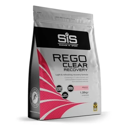 Imagen de Science in Sport Rego Clear Isolate 1,38kg Melocotón Bebida regeneradora en polvo con carbohidratos, proteínas, y vitaminas, Ayuda a entrenar eficazmente