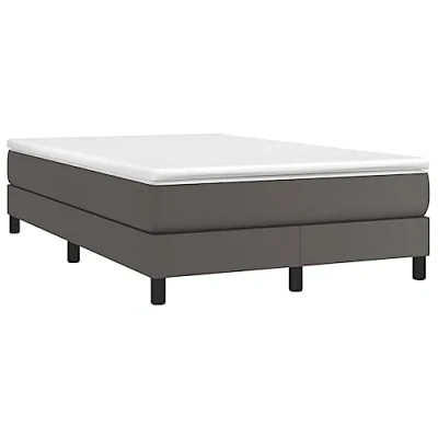 Imagen de vidaXL Estructura de Cama, Somier Matrimonio Listones, Base Cama Tapizada, Mueble para Dormitorio Hogar, Cuero Sintético Gris 120x200 cm